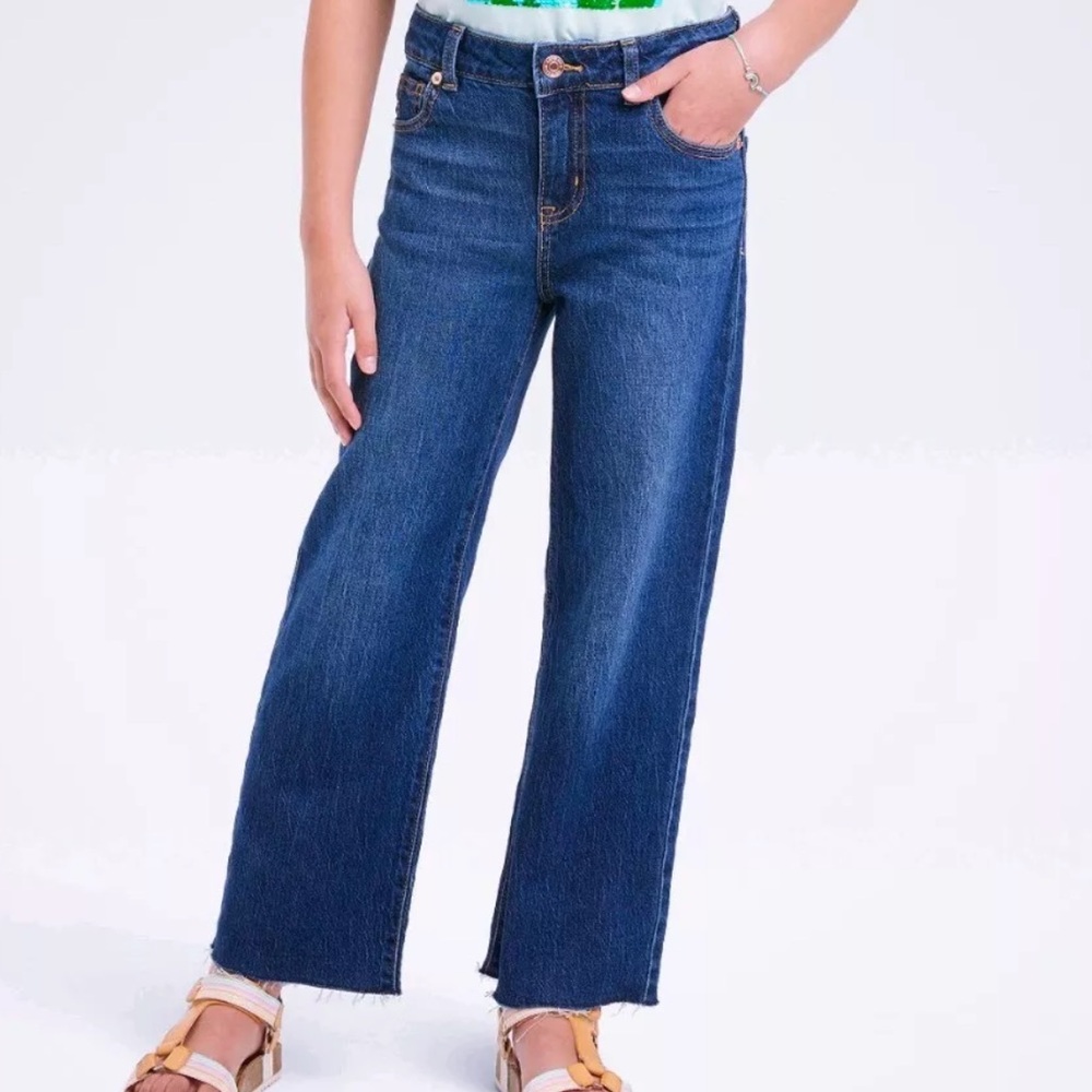 Cat & Jack Girl’s Jeans / Wide Leg / Adjustable Waist / Dark Wash / Size: 5